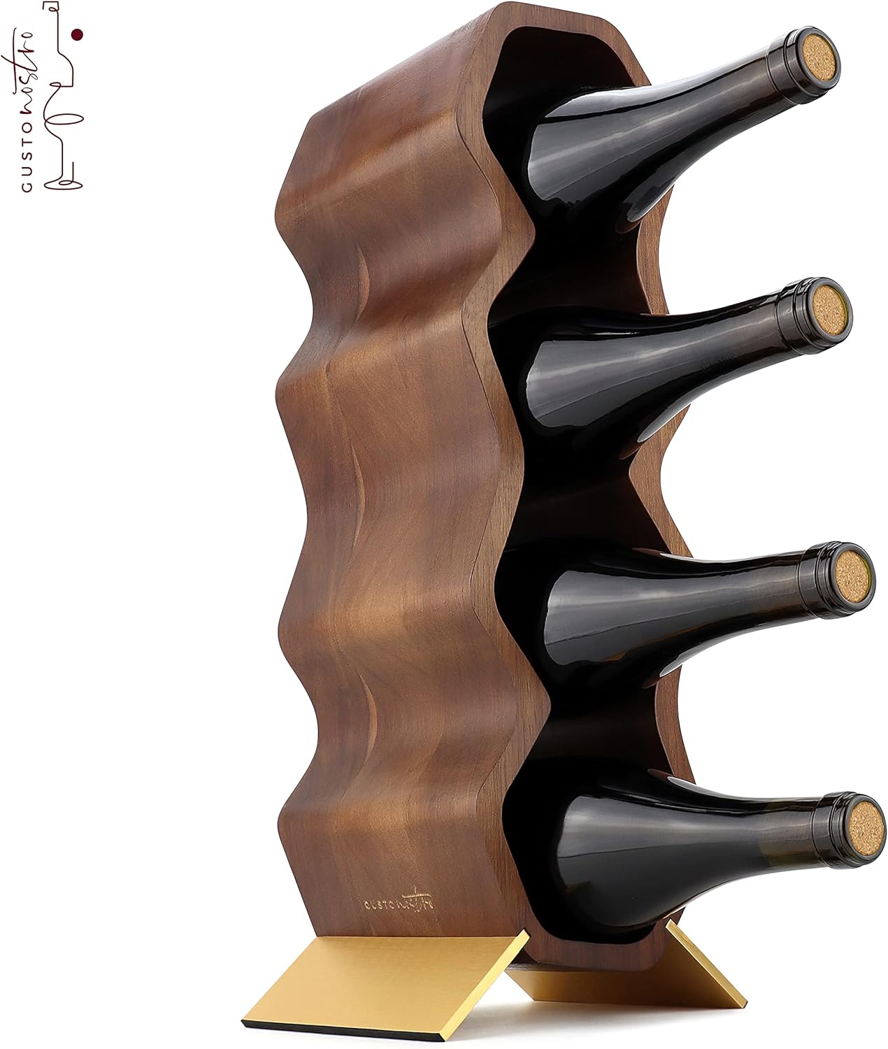 Wood Wine Rack, 7 Bottle, 2 Tier Wooden Countertop Free Standing Shelf