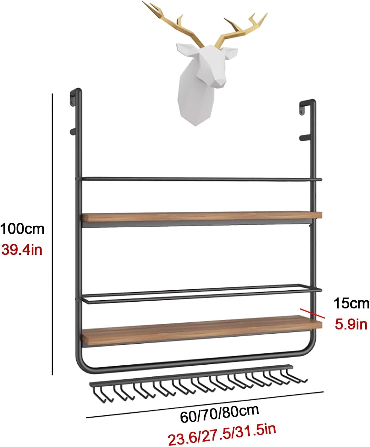 Wine Storage Rack Wall Mounted with Wine Glass Holder