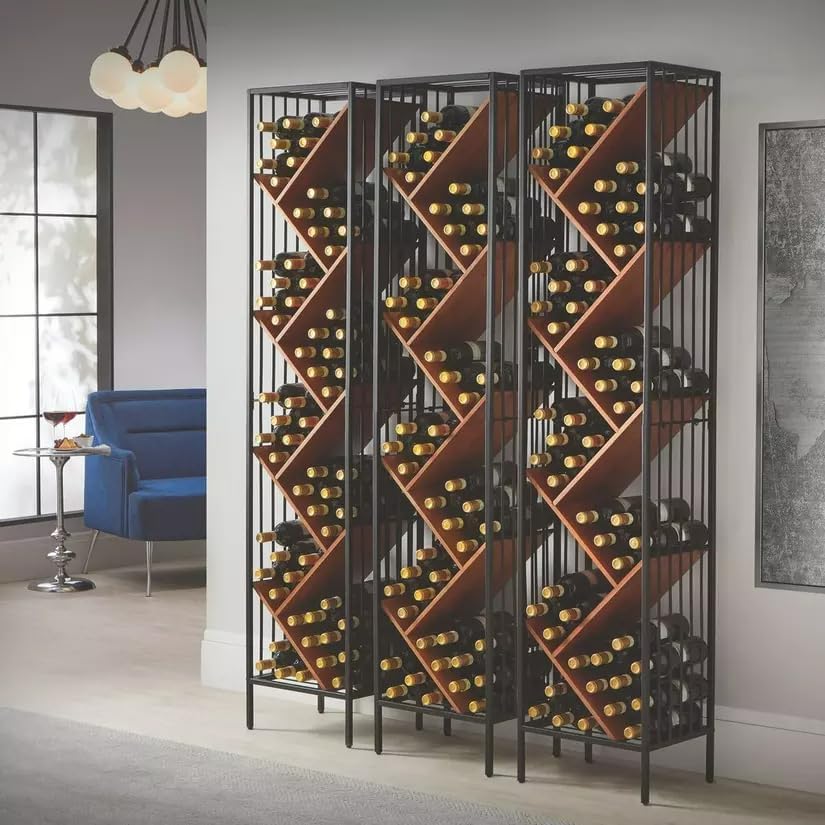 Wine Enthusiast Metal & Pine Wood 78-Bottle Wine Rack