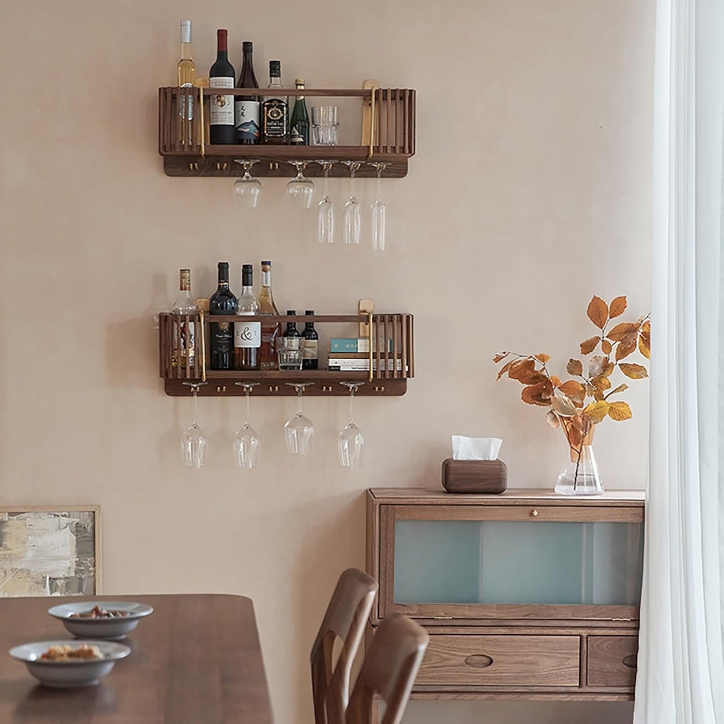 New Wall Mounted Wood Wine Rack