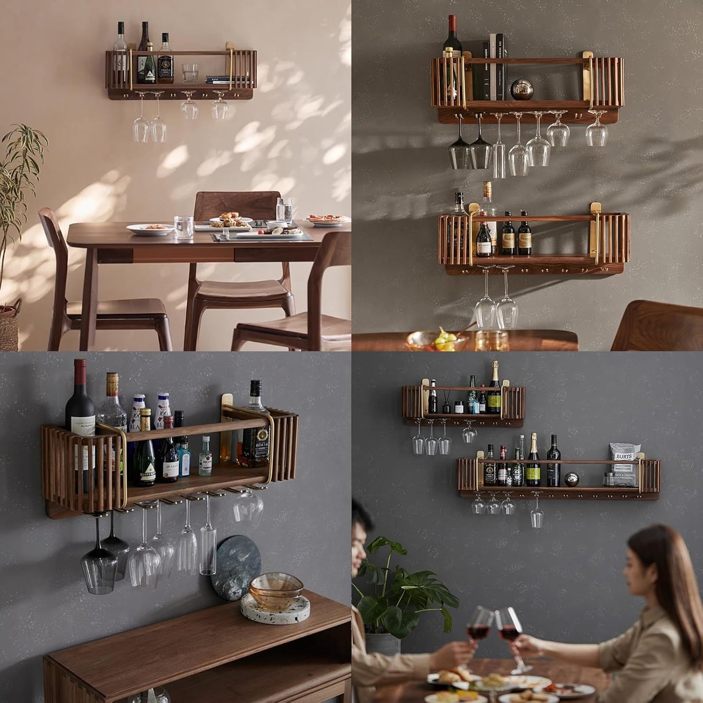 New Wall Mounted Wood Wine Rack